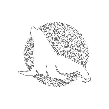 Single curly one line drawing of wing foot sea lion abstract art. 스톡 일러스트