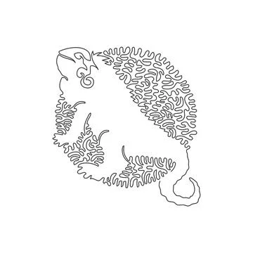Single curly one line drawing of beautiful iguana abstract art. Stock Illustration
