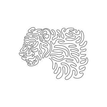 Single curly one line drawing of predatory panther Stock Illustration