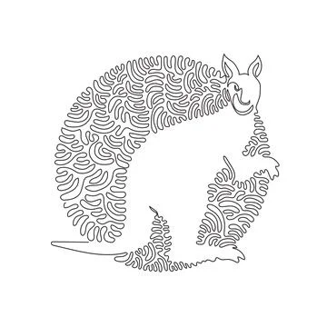 Single curly one line drawing of cute kangaroo abstract art Stock Illustration