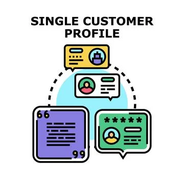 Single customer profile consolidating data for analysis Stock Illustration