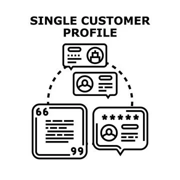 Single customer profile consolidating data for analysis Stock Illustration