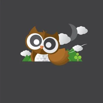 Single Cute Owl Portrait Vector Illustration Stock Illustration