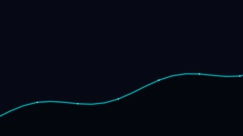 A single cyan glowing wave line isolated on a solid dark black background 库存影片 336262493