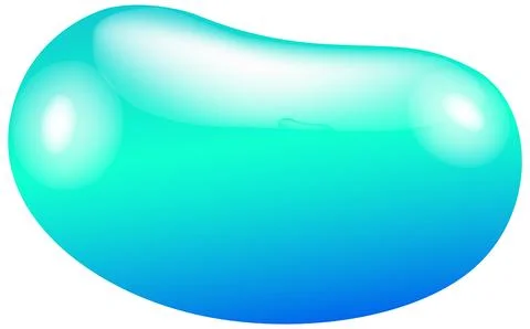 Single Cyan Jelly Bean Candy Vector Illustration on White Background 스톡 일러스트