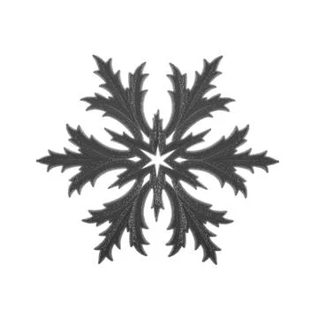 A single dark grey felt snowflake ornament with a glittery texture is centered Stock Photos
