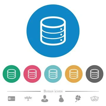 Single database flat round icons Stock Illustration