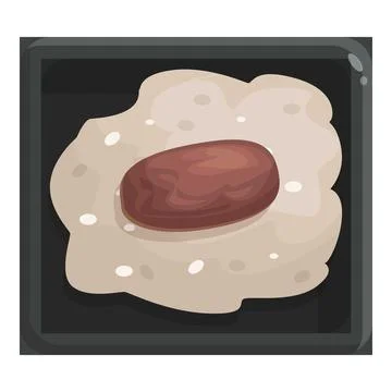 Single date fruit resting on top of dough in baking sheet Illustrazione stock