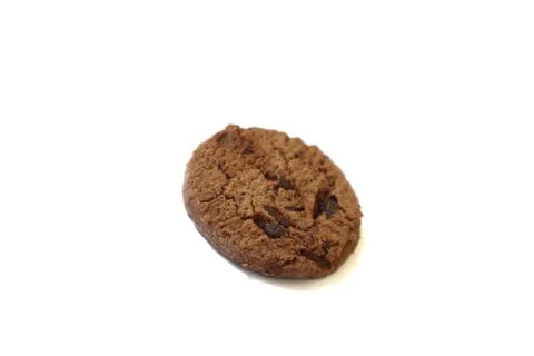 Single Delight Chocolate Chip Cookie on a Clean Backdrop Showcasing Textura.. Stock Photos