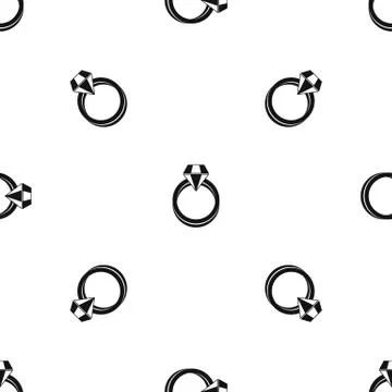 Single diamond ring pattern seamless black Stock Illustration