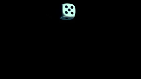 Single Dice Rolls and Lands on 6 Stock Footage 300884685