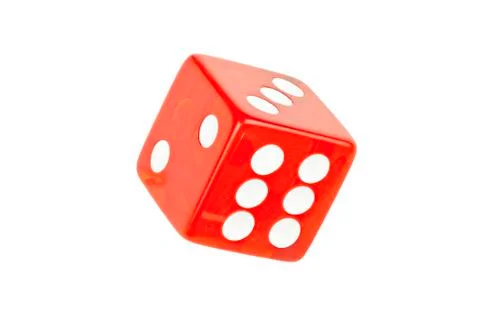 Single die rolling six Stock Photos