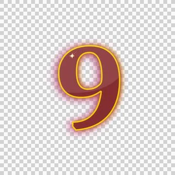 Single Digit Nine Bordered Transparent Stock Illustration