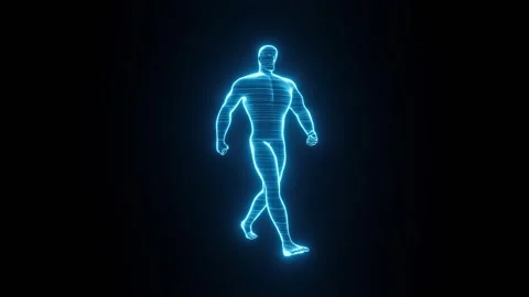 Single digital holographic man. Stock Footage 342664069