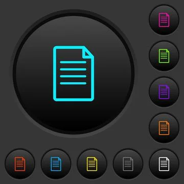 Single Document dark push buttons with color icons Stockillustratie