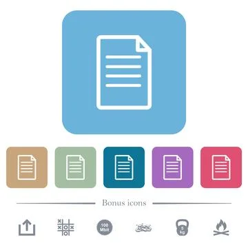 Single Document flat icons on color rounded square backgrounds Stock Illustration