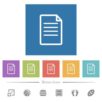 Single Document flat white icons in square backgrounds Illustrazione stock