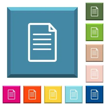 Single Document white icons on edged square buttons Illustrazione stock