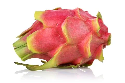 Single dragon fruit isolated on white Foto stock