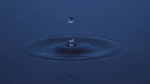 Single drop of water falling into a cool blue pool in super slow motion; 1000fps Stock Footage 149230886
