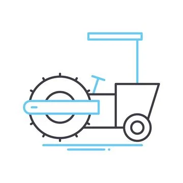 Single drum roller line icon, outline symbol, vector illustration, concept sign Illustrazione stock