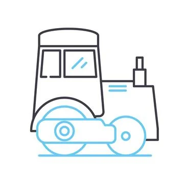 Single drum roller line icon, outline symbol, vector illustration, concept sign Illustrazione stock