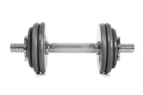 A single dumbell on white Stock Photos