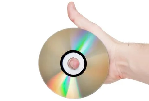 Single DVD(CD) disc hold in hand. Foto stock