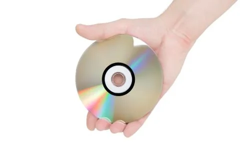 Single DVD(CD) disc hold in hand. Foto stock