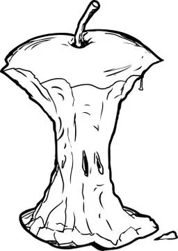 Single Eaten Apple Stock Illustration