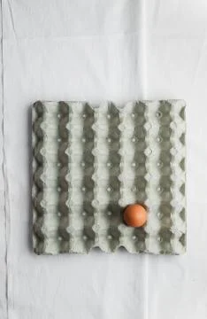 Single egg in formwork, above view Stock Photos