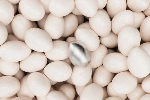Single egg in white gold, the concept of individuality, exclusivity and success Stock Illustration