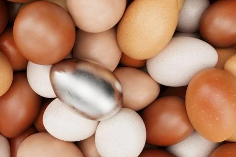 Single egg in white gold, the concept of individuality, exclusivity and success Stock Illustration