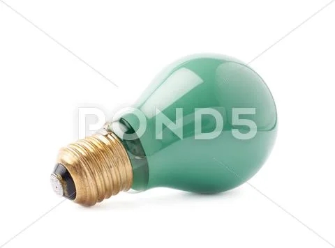 Single electric bulb lying on its side, isolated over the white background Stock Photos