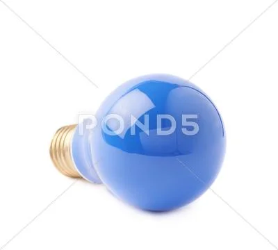 Single electric bulb lying on its side, isolated over the white background Stock Photos
