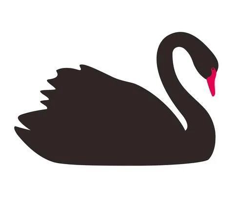 Single elegance black swan flat icon, vector illustration Stock Illustration
