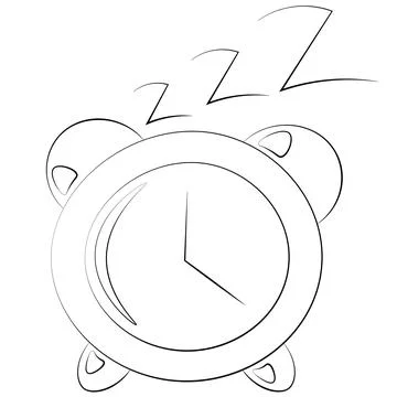 Single element Alarm. Draw illustration black and white Illustrazione stock