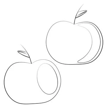 Single element Apple. Draw illustration black and white Stock Illustration