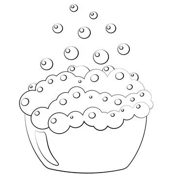 Single element Basin with bubble. Draw illustration in black and white Illustrazione stock