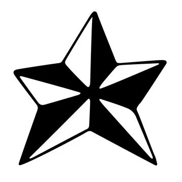 Single element black and white star decoration. Hand drawn illustration Stock Illustration