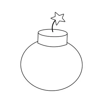 Single element Bomb. Draw illustration in black and white Illustrazione stock