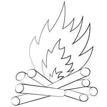 Single element Bonfire. Draw illustration in black and white Stock Illustration