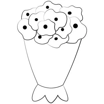 Single element Bouquet Flower. Draw illustration in black and white Stock Illustration