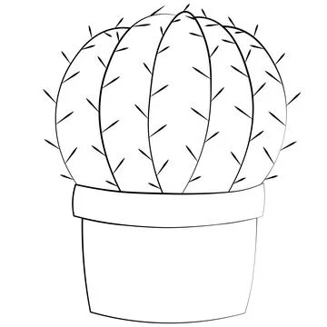Single element cactus. Draw illustration in black and white Stock Illustration