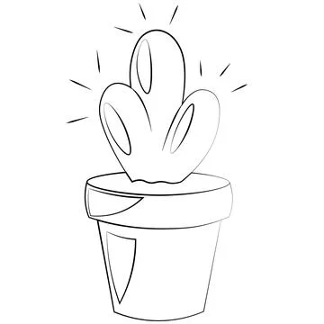 Single element Cactus in Pot. Draw illustration in black and white Stock-Illustration