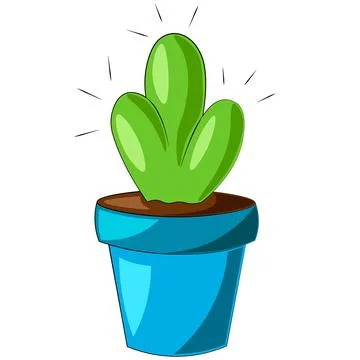 Single element Cactus in Pot. Draw illustration in color Illustrazione stock