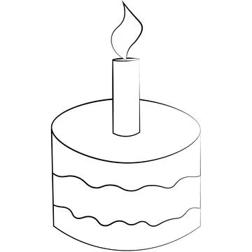 Single element Cake with Candle. Draw illustration in black and white Stock Illustration