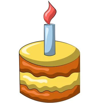 Single element Cake with Candle. Draw illustration in color Stock-Illustration