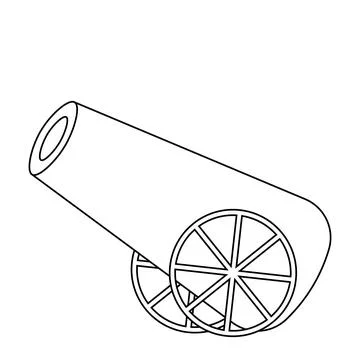 Single element Cannon. Draw illustration in black and white Stock Illustration