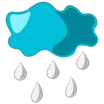 Single element Cloud with rain. Draw illustration in colors Illustrazione stock